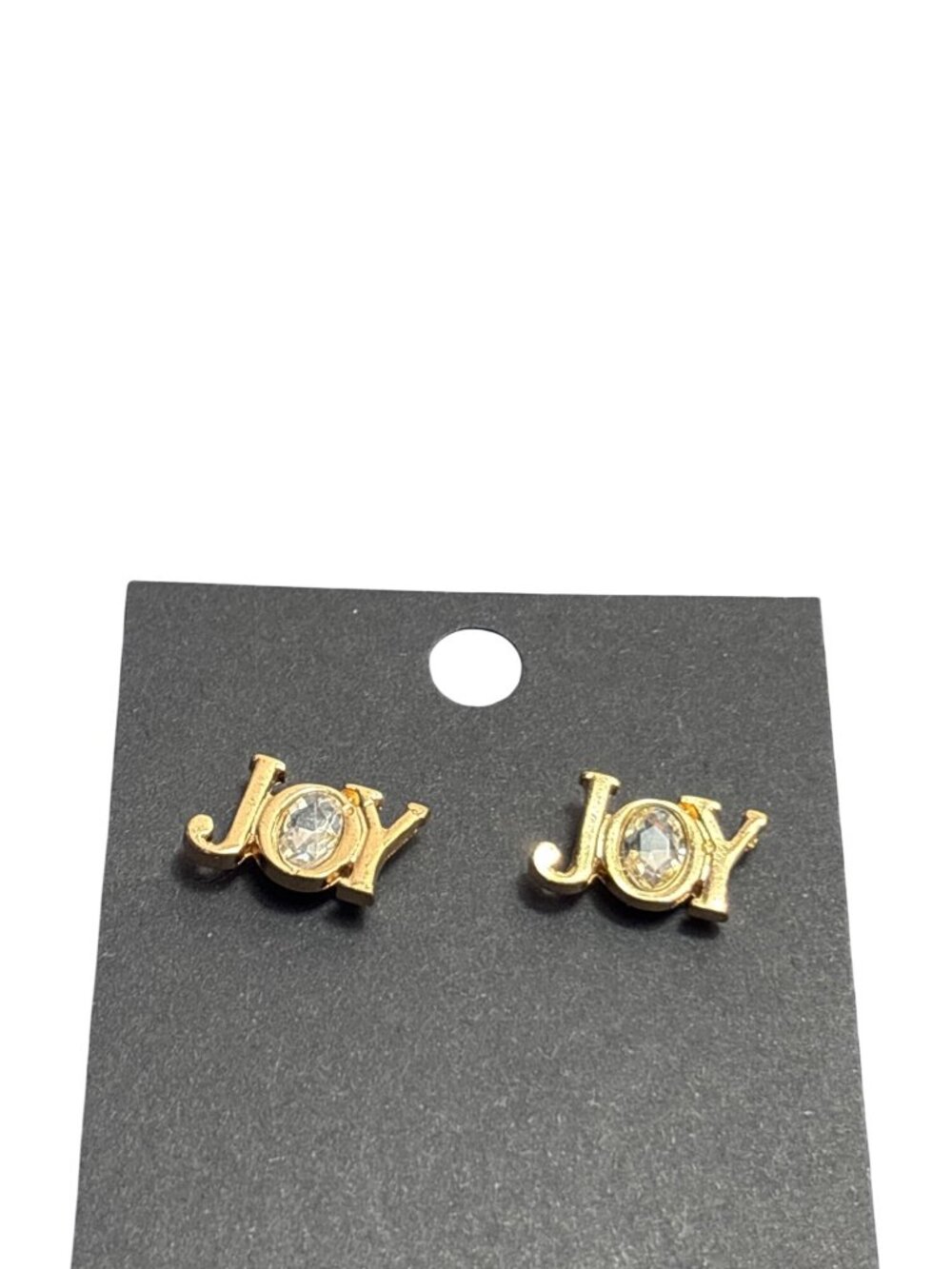 Joy Goldtone Clear Rhinestone Stud Earrings .5 inch